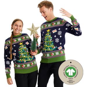 Foute Kersttrui Dames & Heren - Christmas Sweater ""Prachtig Versierde Kerstboom"" - 100% Biologisch Katoen - Mannen & Maat XXXXL - Sinterklaas - Kerst - Kerstcadeau