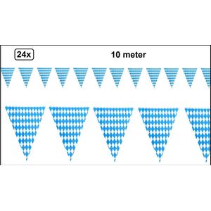 24x Vlaggenlijn Oktoberfest ruit blauw/wit - Tiroler bier feest oktoberfeest Oostenrijk Apres ski blauw wit