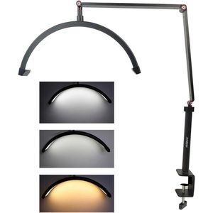 Half Moon LED Video Lamp - 3000K-6000K Dimbaar - C Klem, Tafelhouder, Metaal Verlichtingsstatief - Ideaal voor Tattoo, Wimpers, Make-up, Live Streaming