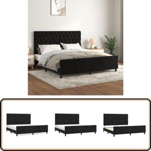 vidaXL Bedframe Fluweel Zwart 160x200 cm - Luxe Design Fluweel Bed Frame - Zwarte Bedpost - Tweepersoons Bed - Boxspring Bed - Hoofdbord