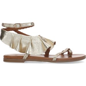 Manfield - Dames - Gouden metallic leren sandalen - Maat 36