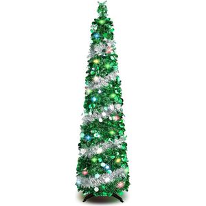 Livano Kerstboom - Kerstversiering - Kunststof - Kunstmatige Kerstbomen - Kerst - Kunstkerstboom - 150 cm - Christmas Tree - Artificial Christmas Tree - Groen/Zilver