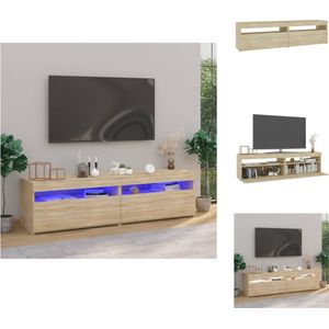 vidaXL tv-meubel - LED-verlichting - moderne stijl - voldoende opbergruimte - sonoma eiken - bewerkt hout - 75x35x40 cm - Kast