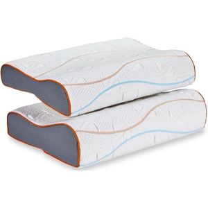 M line Wave Pillow | Hoofdkussen | Traagschuim | Voor zijslapers en rugslapers | Ergonomisch | Wasbaar op 60° |