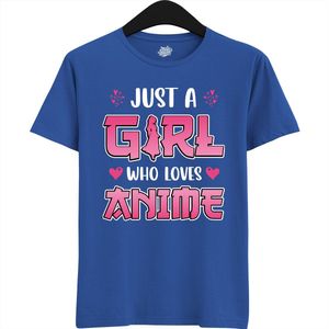 Just a girl who loves anime - Japans cadeau - Unisex t-shirt - grappig anime / manga hobby en verjaardag kado shirt - T-Shirt - Unisex - Royal Blue - Maat L