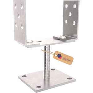 GEZU IMPEX Verstelbare U Paalsteun met Plaat 100 x 100 mm Elektrolytisch Verzinkt 0-160 mm