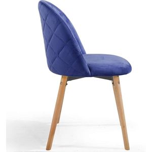 Trend24 Eetkamerstoelen set van 2 - Stoelen eetkamer - Stoelen set van 2 - Stoelen 2 stuks - Stof - Beukenhout - Blauw