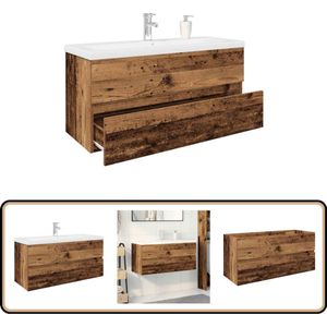 vidaXL Wastafelkast - Oud hout - Met wastafel en kraan Wastafel Kast Met Wastafel - Wastafel Kasten Met Wastafels - Badkamer Wastafel Kast - Badkamer Wastafel Kast