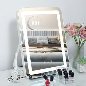 Mrs. Jones Hollywood spiegel met verlichting - 30x40 cm - 3 kleuren - 10X vergroting - make-up artist - professionele make-up spiegel .
