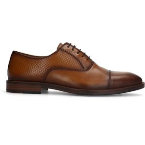 Manfield - Heren - Cognac leren veterschoen - Maat 43