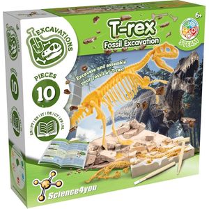 Science4you Fossil Excavation T-Rex - Dinosaurus Skelet opgraven - Opgravingsset Dino - met Beitel & Hamer