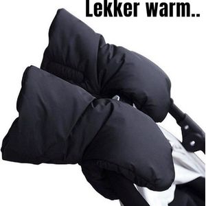 Allernieuwste.nl® Kinderwagen Handschoenen 2 Stuks Wanten Buggy - Wollen Binnenzijde - Winddicht - Waterdicht - Gants de Poussette - Warme Handmoffen - 2 Stuks Apart - kleur Zwart
