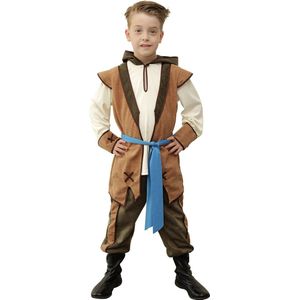 Wilbers & Wilbers - Middeleeuwen & Renaissance Kostuum - Sherwood Hero Kerker - Jongen - Bruin - Maat 128 - Carnavalskleding - Verkleedkleding