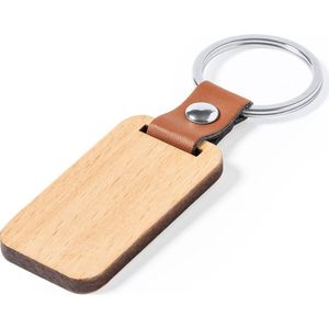 Sleutelhanger - Sleutelring - Sleutelhangers volwassenen - Imitatieleer en Hout - Bruin