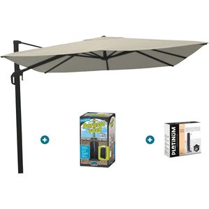 Nesling Coolfit zweefparasol 3x3 - wit - ingraafvoet en hoes