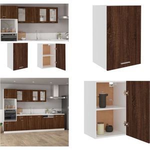 vidaXL Wandkast 39-5x31x60 cm bewerkt hout bruineikenkleurig - Hangkast - Hangkasten - Hangende Kast - Keukenkast