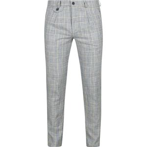 Suitable Chino broek Linen Blend Ruiten Blauw - Maat 102 - Heren - Mannen broeken