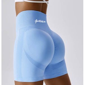 Sportchic - Short - Korte sportbroek - Korte sportlegging - Sportlegging dames - High waist – Squatproof - Hardloopbroek -Shape legging - Booty scrunch - Bikershort - Licht blauw - M