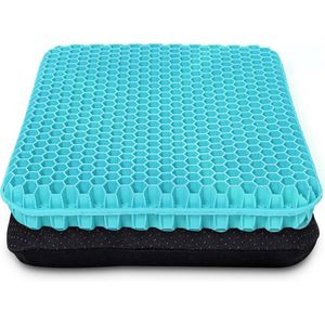Comfortabel Gelzitkussen met Antislip Overtrek - Ademend Stoelkussen voor Auto, Bureaustoel en Rolstoel in Melkblauw