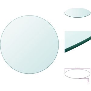 vidaXL Tafelblad Gehard Glas - 300mm Diameter - Transparant - Tafelonderdeel