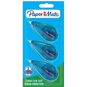 Paper Mate vloeibaar papier DryLine Mini correctietape | 5 mm x 6 mm | blauw | 3 stuks
