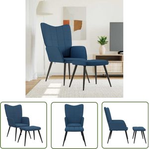 vidaXL Relaxstoel met voetenbank - Blauw - Comfortabel Relaxstoel - Lounge Stoel - Fauteuils - Blauwe Stoel - Comfortabele Stoel