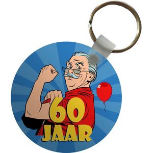 Sleutelhanger - Verjaardag - 60 jaar - Man - Plastic - Rond - Uitdeelcadeautjes