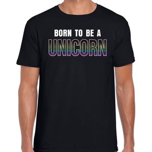 Born to be a unicorn - regenboog / LHBT t-shirt / shirt zwart voor heren -  LHBTshirt / kleding / outfit XXL