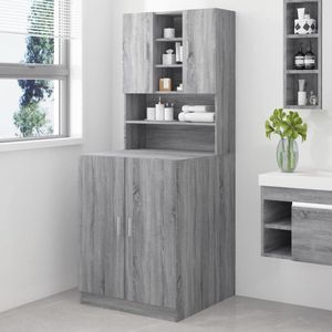 The Living Store Wasmachinekast - Modern Design - Badkamermeubel - 71 x 71.5 x 181.5 cm - Grijs Sonoma Eiken