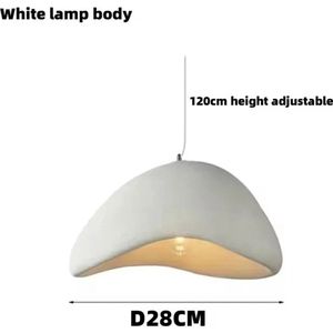 Nordische LED Hanglamp WIT Diameter 28 cm Hoog 120 cm Design Eetkamerlamp Moderne Woonkamer - Slaapkamer Lichtbron - Scandinavische ""Japandi"" Stijl Hanglamp - Plafond Kroonluchter- Decor Hanglamp - Stijlvolle Verlichting Vleugje Japandi Esthetiek E27