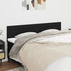 The Living Store Hoofdborden 2 st 80x5x78/88 cm stof zwart - Klassieke Hoofdbord - Hoofd Bord - Beddecoratie - Hoofdsteun - Stoffen Hoofdbord