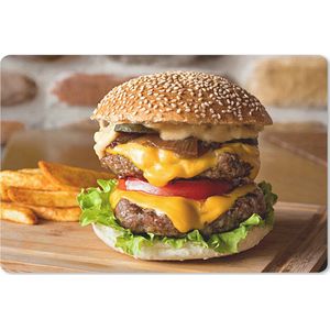 Bureau mat - Fastfood burger met friet - 60x40