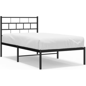 vidaXL - Bedframe - met - hoofdbord - metaal - zwart - 100x190 - cm