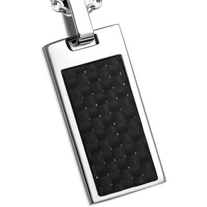 Montebello Ketting Tag - 316L Staal - Carbon - 30x15mm - 60cm