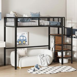Hoogslaper 90 x 200 met ladder en opbergruimte voor kinderen