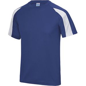 Just Cool Vegan Unisex T-shirt 'Contrast' met korte mouwen Royal Blue/White - XL