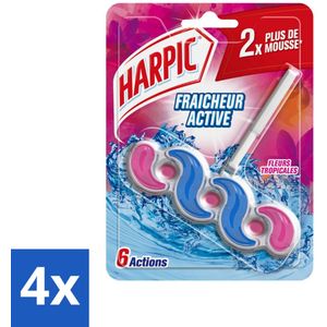 Harpic - Toitletblok - Tropische Bloemen - 250 Spoelbeurten - 1 Blok - Voordeelverpakking - 4 stuks