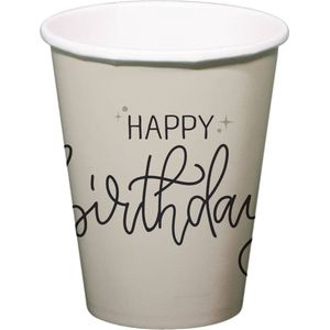 Folat - Crème noir bekers happy birthday - 8 stuks - 250 ml