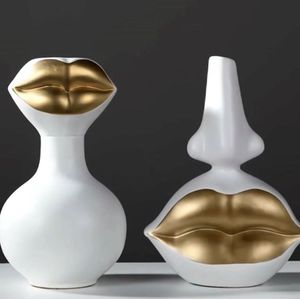E.Living - Set van Twee Luxe Keramische Decor - Lippen - trending - 32 x 17cm - 32 x 23 cm