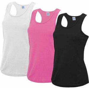 Voordeelset -  wit, lichtroze en zwart sport singlet voor dames in maat Medium(38) - Dameskleding sport shirts M (38)