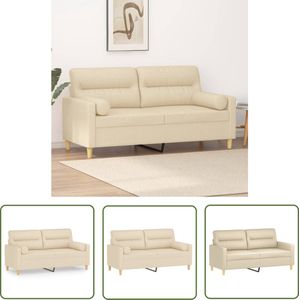 The Living Store Tweezitsbank met sierkussens 140 cm stof crèmekleurig - Tweezitsbank - Banks Kopen - Sofa - Creme Sofa - Lounge Meubels