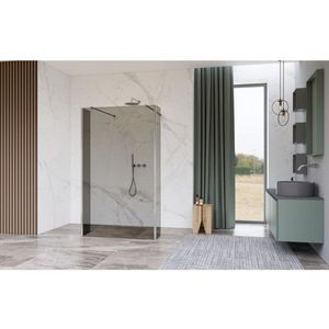FugaFlow Eccelente Vetro Vrijstaande inloopdouche badkamer - 160x200cm - Helder geribbeld - antikalk - 8mm veiligheidsglas - 2 zijwanden 40cm - met wandarmen en hoekprofielen - Chroom -