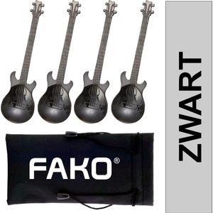 Fako Bijoux® - Theelepel / Koffielepel Gitaar - Zwart - 4 Stuks