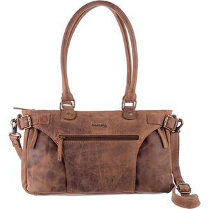 GreenLand Nature Leren Handtas Schoudertas Montenegro Handbag Brown Bruine