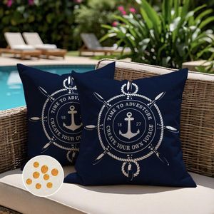 Buitenkussenovertrekken - Marineblauw - Set van 2 - 50x50 cm