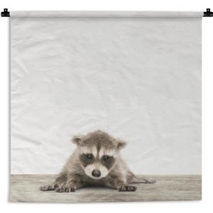 Wandkleed Animalprintshop - Wasbeertje dierenprint kinderkamer Wandkleed katoen 60x60 cm - Wandtapijt met foto