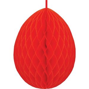 Hangdecoratie honeycomb paasei rood van papier 30 cm - Brandvertragend - Paas/pasen thema decoraties/versieringen