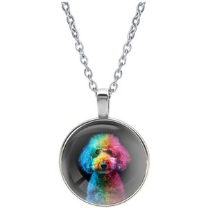 Ketting Glas | Close up | Regenboog | Poedel