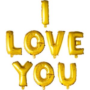 Folieballon Letters I Love You 41cm Goud | Valentijn verrassing | Valentijn Kado