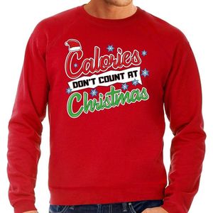 Grote maten foute Kersttrui / sweater - Calories dont count at Christmas - rood voor heren - kerstkleding / kerst outfit XXXL